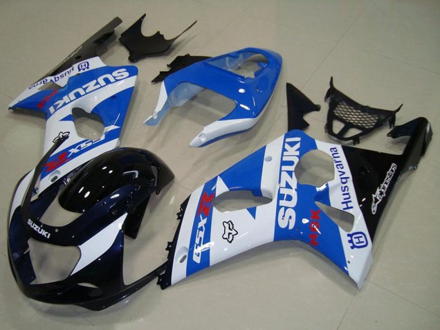 Blanc Bleu Noir Brillant Carénage Moto Suzuki GSXR 1000 2000-2002