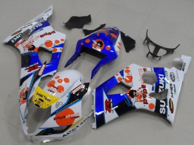 Blanc Bleu Rouge Jaune Pepe Phone Carénage Moto Suzuki GSXR 1000 2003-2004 Pas Chère