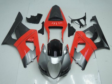 Rouge Argent Noir Carénages Moto Suzuki GSXR 1000 2003-2004 Pas Chère