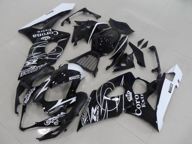 Noir Brillant Blanc Corona Carénage Moto Suzuki GSXR 1000 2005-2006