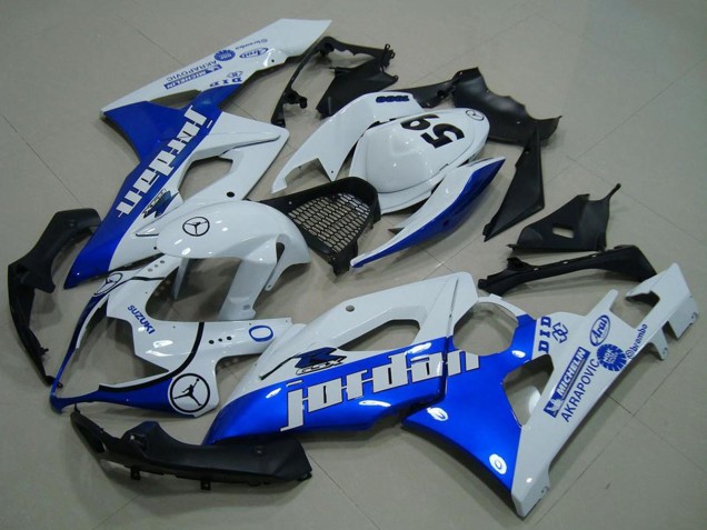 Blanc Bleu Jordan 59 Carénage Moto Suzuki GSXR 1000 2005-2006