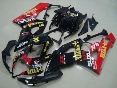 Noir Brillant Rouge Or Rizla Carénage Moto Suzuki GSXR 1000 2005-2006 Pas Chère