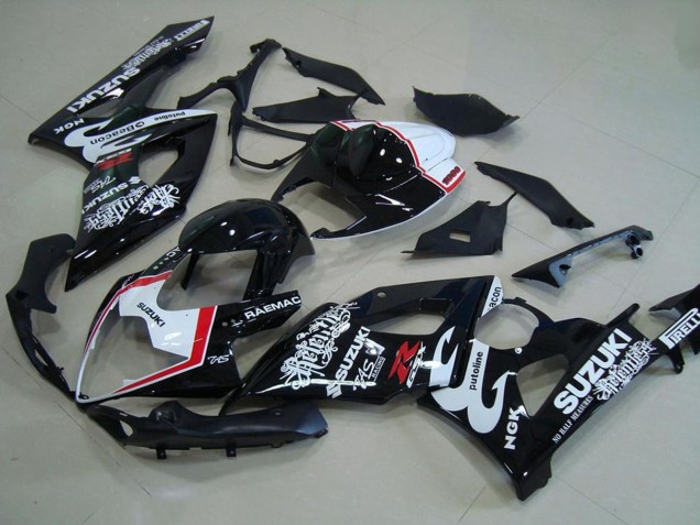 Noir Brillant Blanc Rouge Relentless Carénage Moto Suzuki GSXR 1000 2005-2006