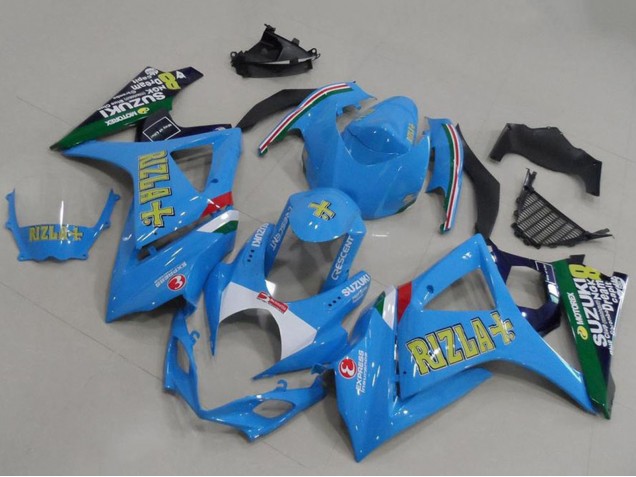 Bleu Blanc Jaune Noir Rizla Carénage Moto Suzuki GSXR 1000 2007-2008