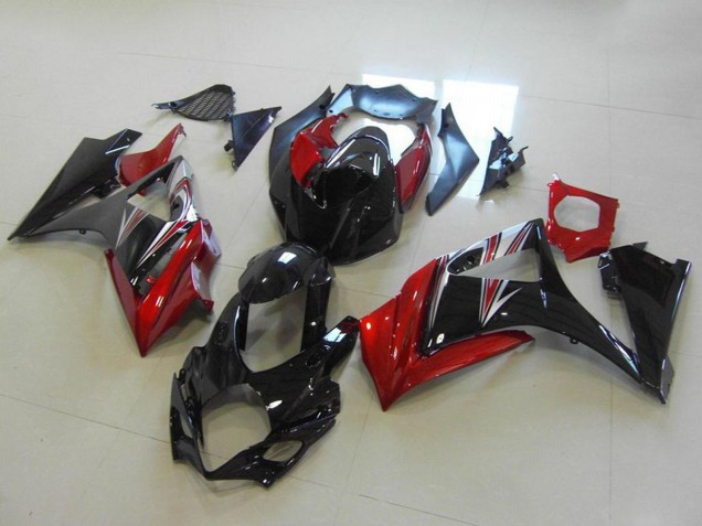 Rouge Noir Brillant No Décalque Carénage Moto Suzuki GSXR 1000 2007-2008