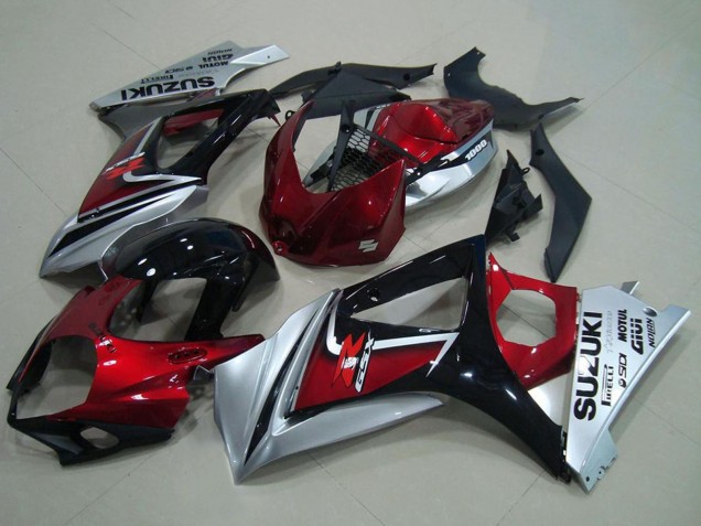 Rouge Argent Noir Brillant Carénages Moto Suzuki GSXR 1000 2007-2008
