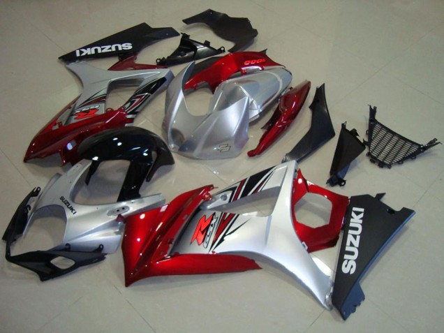 Rouge Argent Noir Brillant Carénage Moto Suzuki GSXR 1000 2007-2008
