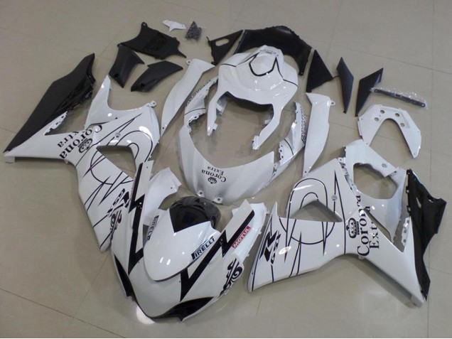 Blanc Noir Corona Courses Carénage Moto Suzuki GSXR 1000 2009-2016