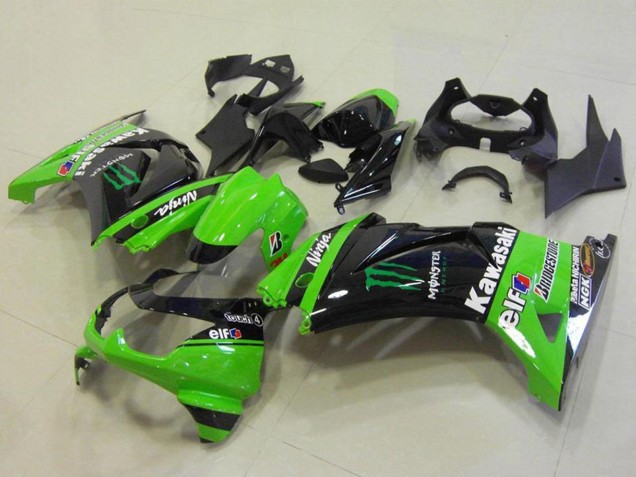 Vert Noir Brillant Elf Monstre Bridgestone Carénage Moto Kawasaki ZX250R 2008-2012