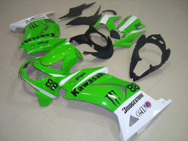 Blanc Vert Noir Monstre 88 Carénage Moto Kawasaki ZX250R 2008-2012