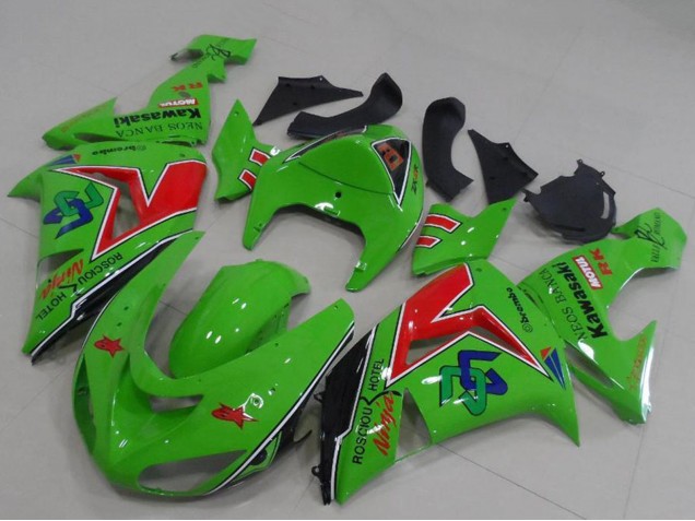 Vert Rouge Noir ENEOS Banca Carénage Moto Kawasaki ZX6R 2005-2006