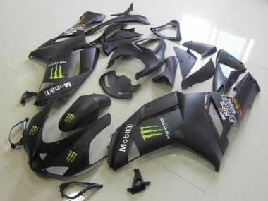 Noir Mat Monstre Carénage Moto Kawasaki ZX6R 2007-2008 Pas Chère