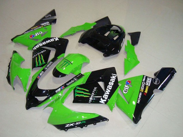 Vert Noir Monstre Elf Carénage Moto Kawasaki ZX10R 2004-2005