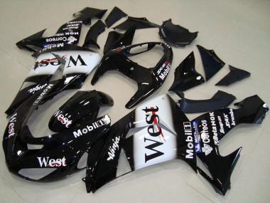 Noir Brillant Blanc West Carénages Moto Kawasaki ZX10R 2006-2007 Pas Chère