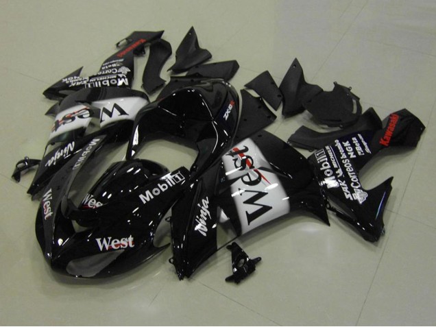 Noir Brillant Blanc West Rouge Carénage Moto Kawasaki ZX10R 2006-2007