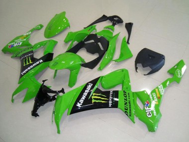 Vert Noir Brillant Jaune Monstre Carénage Moto Kawasaki ZX10R 2008-2010 Pas Chère