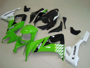 Blanc Vert Noir Brillant Carénage Moto Kawasaki ZX10R 2008-2010 Pas Chère