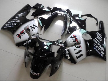 Noir Brillant Blanc West Carénage Moto Kawasaki ZX12R 2000-2001 Pas Chère