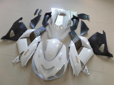 Blanc Noir Mat Or Ninja Carénage Moto Kawasaki ZX14R ZZR1400 2006-2011 Pas Chère