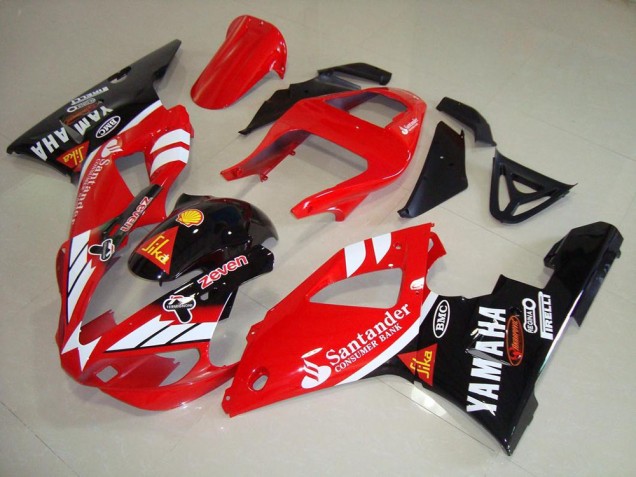 Rouge Blanc Noir Brillant Santander Carénage Moto Yamaha YZF R1 2000-2001