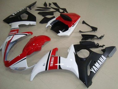 Blanc Rouge Noir Mat Carénage Moto Yamaha YZF R6 2003-2004 Pas Chère