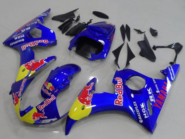 Bleu Jaune Red Bull Carénage Moto Yamaha YZF R6 2003-2004