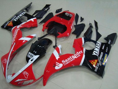 Rouge Blanc Noir Brillant Santander Motul Carénage Moto Yamaha YZF R6 2003-2004 Pas Chère