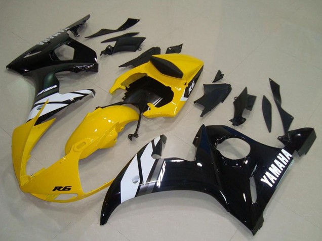 Jaune Blanc Noir Brillant Carénage Moto Yamaha YZF R6 2003-2004