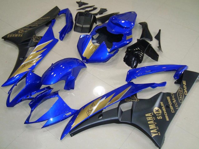 Bleu Or Noir Mat Carénage Moto Yamaha YZF R6 2006-2007