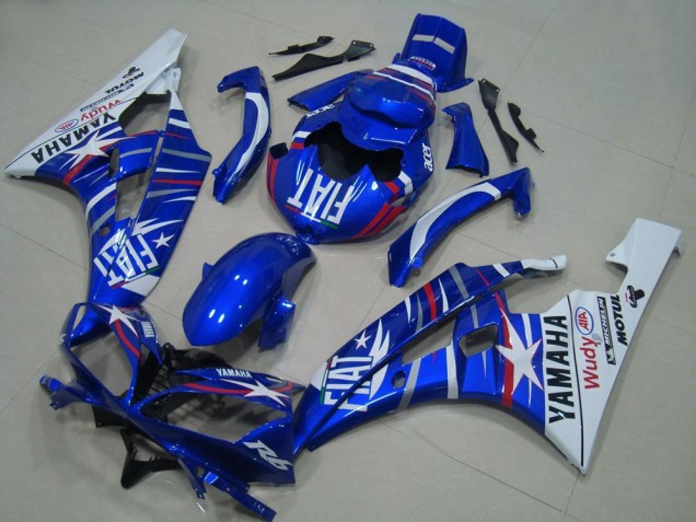 Blanc Bleu Fiat Motul Michelin Carénage Moto Yamaha YZF R6 2006-2007