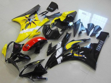 Jaune Blanc Rouge Noir Brillant Carénage Moto Yamaha YZF R6 2006-2007 Pas Chère