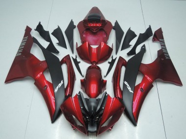 Rouge Noir Mat Carénages Moto Yamaha YZF R6 2008-2016 Pas Chère