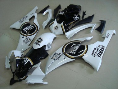 Blanc Noir Brillant Lucky Strike Motul Michelin 34 Carénage Moto Yamaha YZF R6 2008-2016 Pas Chère