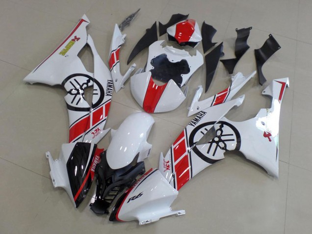 Blanc Rouge Noir Brillant Kit Carénage Moto Yamaha YZF R6 2008-2016