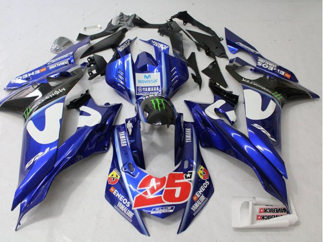 Blanc Bleu Vert Monstre MoviStar Carénages Moto Yamaha YZF R6 2017-2023
