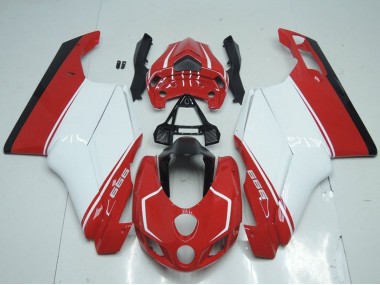 Blanc Rouge Noir Brillant Carénage Moto Ducati 999 2005-2006 Pas Chère