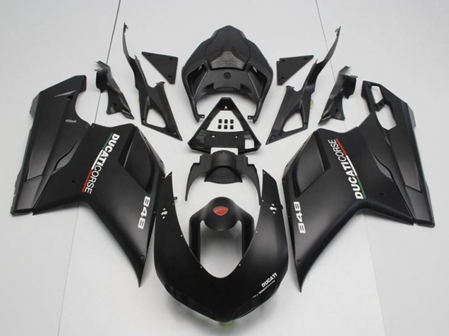 Noir Mat Corse Carénage Moto Ducati 848 2007-2014