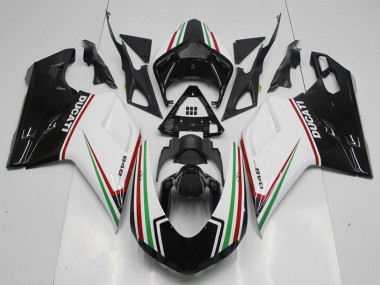 Blanc Rouge Vert Noir Brillant Kits Carénages Moto Ducati 848 2007-2014 Pas Chère