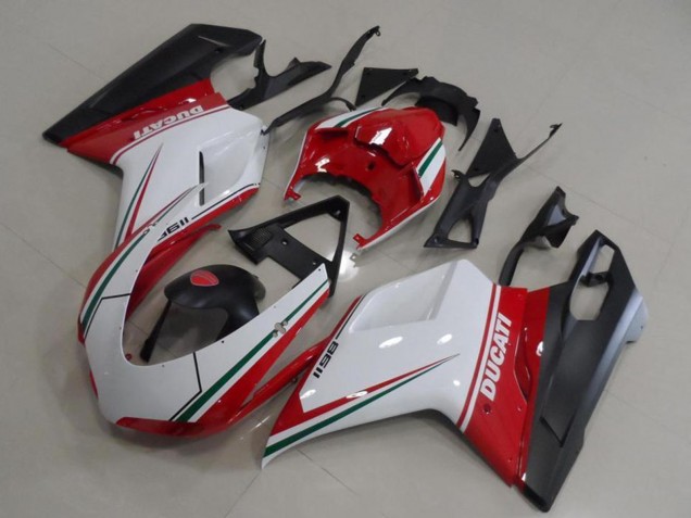 Blanc Rouge Vert Noir Mat Carénage Moto Ducati 1198 2007-2014