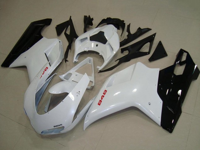 Blanc Noir Brillant Carénage Moto Ducati 848 2007-2014