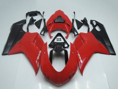 Rouge Noir Mat OEM Style Carénage Moto Ducati 848 2007-2014 Pas Chère
