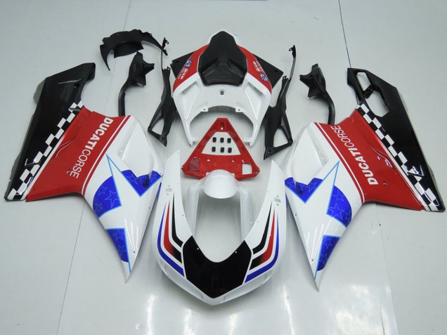 Blanc Rouge Bleu Noir Brillant Corse Carénage Moto Ducati 848 1098 1198 2007-2014
