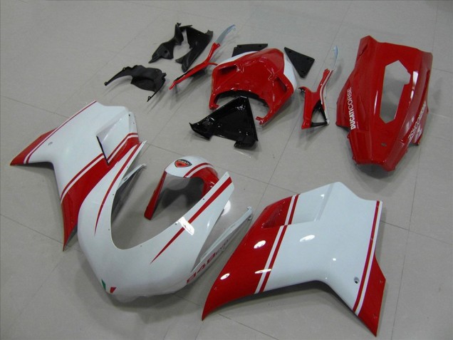 Blanc Rouge Courses Version Carénage Moto Ducati 848 2007-2014