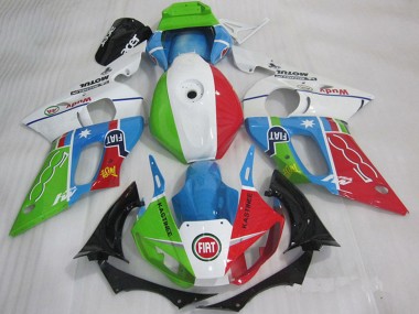 Blanc Bleu Vert Rouge Fiat Kastinee Carénage Moto Yamaha YZF R6 1998-2002 Pas Chère