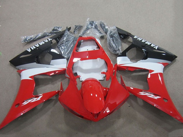 Rouge Blanc Noir Brillant Kits Carénages Moto Yamaha YZF R6 2003-2004