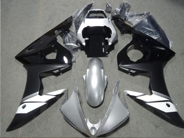 Blanc Argent Noir Brillant Noir Mat Carénage Moto Yamaha YZF R6 2003-2004 Pas Chère