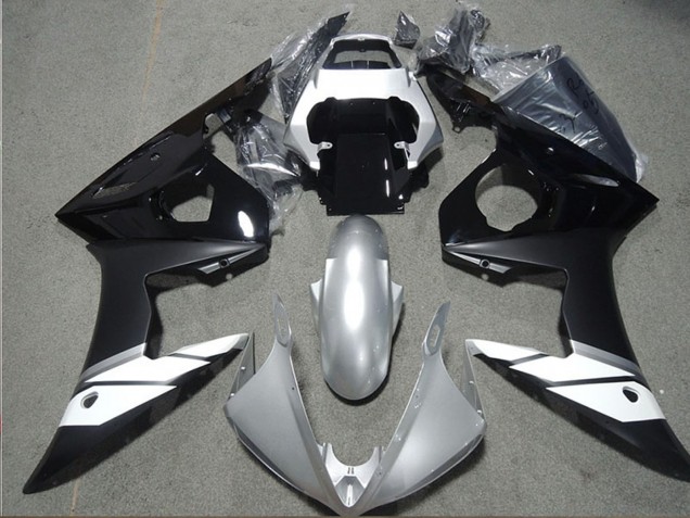 Blanc Argent Noir Brillant Noir Mat Carénage Moto Yamaha YZF R6 2003-2004