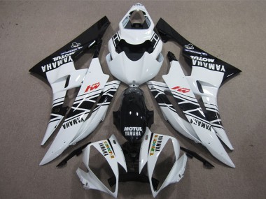 Blanc Noir Brillant Motul Carénage Moto Yamaha YZF R6 2006-2007 Pas Chère