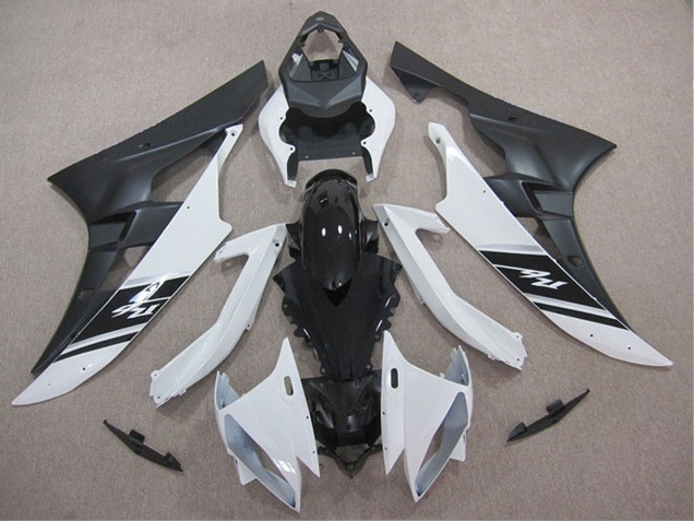 Blanc Noir Brillant Noir Mat Carénage Moto Yamaha YZF R6 2006-2007