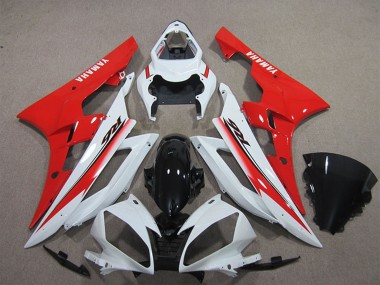 Blanc Rouge Noir Brillant Carénages Moto Yamaha YZF R6 2006-2007 Pas Chère